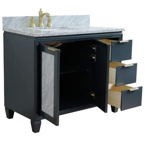 Bellaterra Home Vanity BellaTerra Home 43" Single vanity in Dark Gray finish with White Carrara and rectangle sink- Left door/Left sink 400990-43L-DG-WMRL