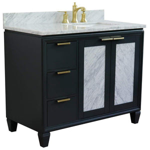 Bellaterra Home Vanity BellaTerra Home 43" Single vanity in Dark Gray finish with White Carrara and rectangle sink- Right door/Right sink 400990-43R-DG-WMRR