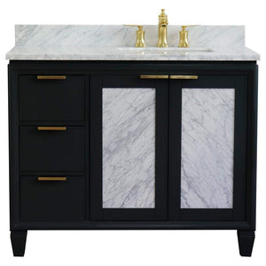 Bellaterra Home Vanity BellaTerra Home 43" Single vanity in Dark Gray finish with White Carrara and rectangle sink- Right door/Right sink 400990-43R-DG-WMRR