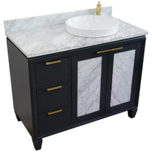 Load image into Gallery viewer, Bellaterra Home Vanity BellaTerra Home 43&quot; Single vanity in Dark Gray finish with White Carrara and round sink- Right door/Right sink 400990-43R-DG-WMRDR