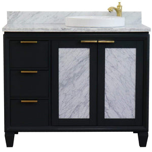 Bellaterra Home Vanity BellaTerra Home 43" Single vanity in Dark Gray finish with White Carrara and round sink- Right door/Right sink 400990-43R-DG-WMRDR