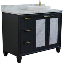 Load image into Gallery viewer, Bellaterra Home Vanity BellaTerra Home 43&quot; Single vanity in Dark Gray finish with White Carrara and round sink- Right door/Right sink 400990-43R-DG-WMRDR