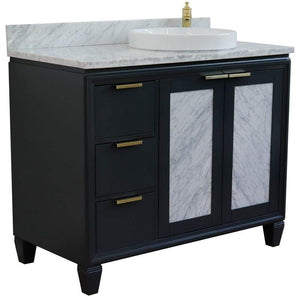 Bellaterra Home Vanity BellaTerra Home 43" Single vanity in Dark Gray finish with White Carrara and round sink- Right door/Right sink 400990-43R-DG-WMRDR