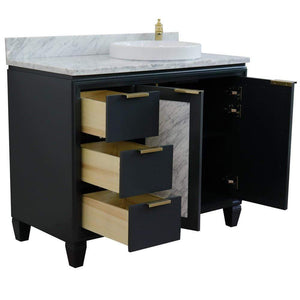 Bellaterra Home Vanity BellaTerra Home 43" Single vanity in Dark Gray finish with White Carrara and round sink- Right door/Right sink 400990-43R-DG-WMRDR