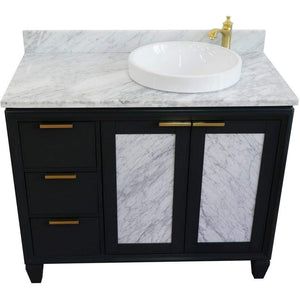 Bellaterra Home Vanity BellaTerra Home 43" Single vanity in Dark Gray finish with White Carrara and round sink- Right door/Right sink 400990-43R-DG-WMRDR