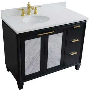 Bellaterra Home Vanity BellaTerra Home  43" Single vanity in Dark Gray finish with White quartz and oval sink- Left door/Left sink 400990-43L-DG-WEOL