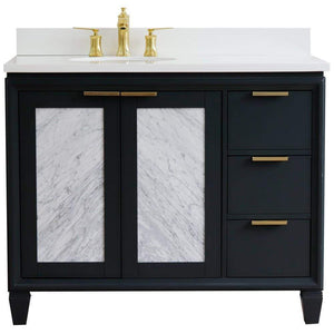 Bellaterra Home Vanity BellaTerra Home  43" Single vanity in Dark Gray finish with White quartz and oval sink- Left door/Left sink 400990-43L-DG-WEOL