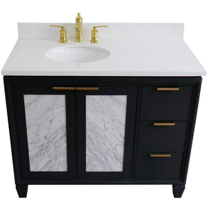 Bellaterra Home Vanity BellaTerra Home  43" Single vanity in Dark Gray finish with White quartz and oval sink- Left door/Left sink 400990-43L-DG-WEOL