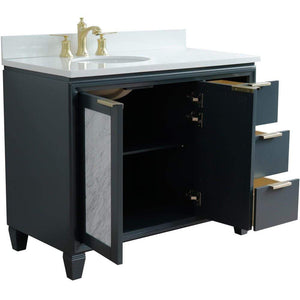 Bellaterra Home Vanity BellaTerra Home  43" Single vanity in Dark Gray finish with White quartz and oval sink- Left door/Left sink 400990-43L-DG-WEOL