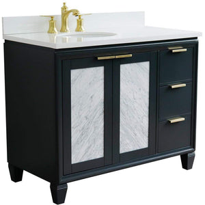Bellaterra Home Vanity BellaTerra Home  43" Single vanity in Dark Gray finish with White quartz and oval sink- Left door/Left sink 400990-43L-DG-WEOL