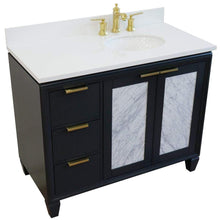 Load image into Gallery viewer, Bellaterra Home Vanity BellaTerra Home 43&quot; Single vanity in Dark Gray finish with White quartz and oval sink- Right door/Right sink 400990-43R-DG-WEOR