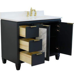 Bellaterra Home Vanity BellaTerra Home 43" Single vanity in Dark Gray finish with White quartz and oval sink- Right door/Right sink 400990-43R-DG-WEOR