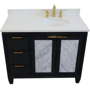 Bellaterra Home Vanity BellaTerra Home 43" Single vanity in Dark Gray finish with White quartz and oval sink- Right door/Right sink 400990-43R-DG-WEOR