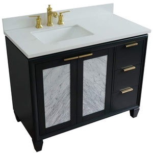 Bellaterra Home Vanity BellaTerra Home 43" Single vanity in Dark Gray finish with White quartz and rectangle sink- Left door/Left sink 400990-43L-DG-WERL