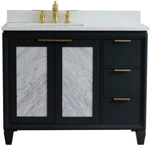 Bellaterra Home Vanity BellaTerra Home 43" Single vanity in Dark Gray finish with White quartz and rectangle sink- Left door/Left sink 400990-43L-DG-WERL