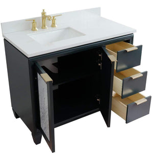 Bellaterra Home Vanity BellaTerra Home 43" Single vanity in Dark Gray finish with White quartz and rectangle sink- Left door/Left sink 400990-43L-DG-WERL