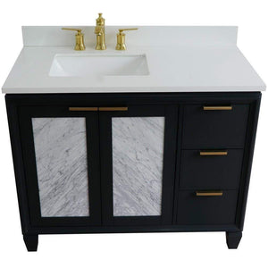 Bellaterra Home Vanity BellaTerra Home 43" Single vanity in Dark Gray finish with White quartz and rectangle sink- Left door/Left sink 400990-43L-DG-WERL