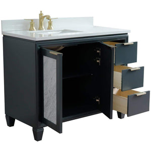 Bellaterra Home Vanity BellaTerra Home 43" Single vanity in Dark Gray finish with White quartz and rectangle sink- Left door/Left sink 400990-43L-DG-WERL
