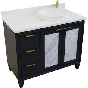 Bellaterra Home Vanity BellaTerra Home 43" Single vanity in Dark Gray finish with White quartz and round sink- Right door/Right sink 400990-43R-DG-WERDR