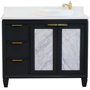 Bellaterra Home Vanity BellaTerra Home 43" Single vanity in Dark Gray finish with White quartz and round sink- Right door/Right sink 400990-43R-DG-WERDR