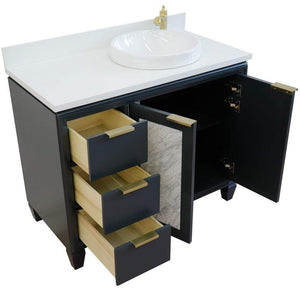 Bellaterra Home Vanity BellaTerra Home 43" Single vanity in Dark Gray finish with White quartz and round sink- Right door/Right sink 400990-43R-DG-WERDR