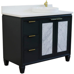 Bellaterra Home Vanity BellaTerra Home 43" Single vanity in Dark Gray finish with White quartz and round sink- Right door/Right sink 400990-43R-DG-WERDR
