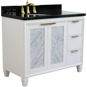 Bellaterra Home Vanity BellaTerra Home 43" Single vanity in White finish with Black galaxy and oval sink- Left door/Left sink 400990-43L-WH-BGOL