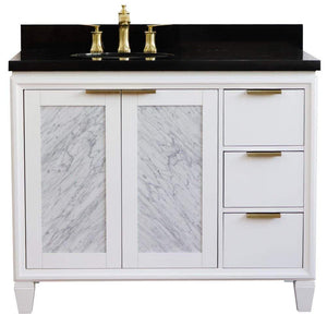 Bellaterra Home Vanity BellaTerra Home 43" Single vanity in White finish with Black galaxy and oval sink- Left door/Left sink 400990-43L-WH-BGOL