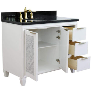 Bellaterra Home Vanity BellaTerra Home 43" Single vanity in White finish with Black galaxy and oval sink- Left door/Left sink 400990-43L-WH-BGOL