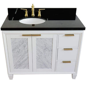 Bellaterra Home Vanity BellaTerra Home 43" Single vanity in White finish with Black galaxy and oval sink- Left door/Left sink 400990-43L-WH-BGOL