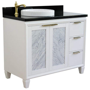 Bellaterra Home Vanity BellaTerra Home 43" Single vanity in White finish with Black galaxy and round sink- Left door/Left sink 400990-43L-WH-BGRDL