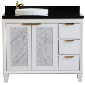 Bellaterra Home Vanity BellaTerra Home 43" Single vanity in White finish with Black galaxy and round sink- Left door/Left sink 400990-43L-WH-BGRDL