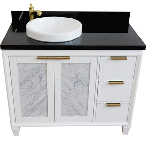 Bellaterra Home Vanity BellaTerra Home 43" Single vanity in White finish with Black galaxy and round sink- Left door/Left sink 400990-43L-WH-BGRDL