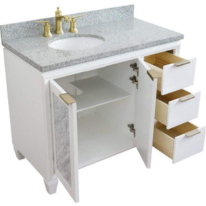 Bellaterra Home Vanity BellaTerra Home 43" Single vanity in White finish with Gray granite and oval sink- Left door/Left sink 400990-43L-WH-GYOL
