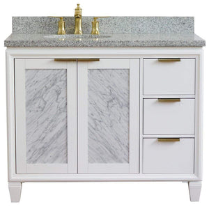 Bellaterra Home Vanity BellaTerra Home 43" Single vanity in White finish with Gray granite and oval sink- Left door/Left sink 400990-43L-WH-GYOL