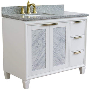Bellaterra Home Vanity BellaTerra Home 43" Single vanity in White finish with Gray granite and rectangle sink- Left door/Left sink 400990-43L-WH-GYRL