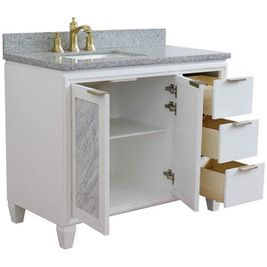 Bellaterra Home Vanity BellaTerra Home 43" Single vanity in White finish with Gray granite and rectangle sink- Left door/Left sink 400990-43L-WH-GYRL