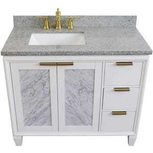 Bellaterra Home Vanity BellaTerra Home 43" Single vanity in White finish with Gray granite and rectangle sink- Left door/Left sink 400990-43L-WH-GYRL