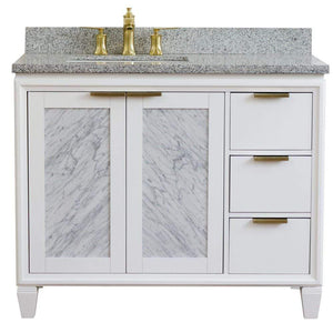 Bellaterra Home Vanity BellaTerra Home 43" Single vanity in White finish with Gray granite and rectangle sink- Left door/Left sink 400990-43L-WH-GYRL