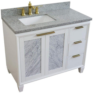 Bellaterra Home Vanity BellaTerra Home 43" Single vanity in White finish with Gray granite and rectangle sink- Left door/Left sink 400990-43L-WH-GYRL