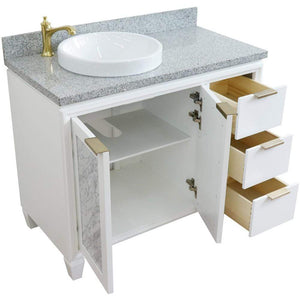 Bellaterra Home Vanity BellaTerra Home 43" Single vanity in White finish with Gray granite and round sink- Left door/Left sink 400990-43L-WH-GYRDL