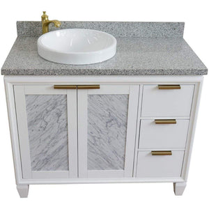 Bellaterra Home Vanity BellaTerra Home 43" Single vanity in White finish with Gray granite and round sink- Left door/Left sink 400990-43L-WH-GYRDL