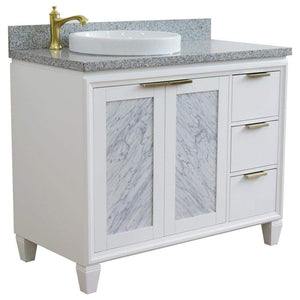 Bellaterra Home Vanity BellaTerra Home 43" Single vanity in White finish with Gray granite and round sink- Left door/Left sink 400990-43L-WH-GYRDL