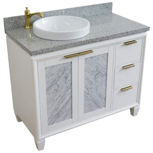 Bellaterra Home Vanity BellaTerra Home 43" Single vanity in White finish with Gray granite and round sink- Left door/Left sink 400990-43L-WH-GYRDL