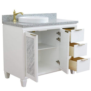 Bellaterra Home Vanity BellaTerra Home 43" Single vanity in White finish with Gray granite and round sink- Left door/Left sink 400990-43L-WH-GYRDL