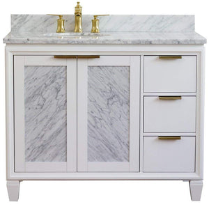 Bellaterra Home Vanity BellaTerra Home 43" Single vanity in White finish with White Carrara and oval sink- Left door/Left sink 400990-43L-WH-WMOL
