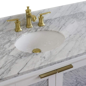 Bellaterra Home Vanity BellaTerra Home 43" Single vanity in White finish with White Carrara and oval sink- Left door/Left sink 400990-43L-WH-WMOL