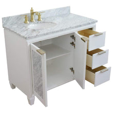 Load image into Gallery viewer, Bellaterra Home Vanity BellaTerra Home 43&quot; Single vanity in White finish with White Carrara and oval sink- Left door/Left sink 400990-43L-WH-WMOL