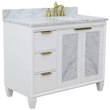 Load image into Gallery viewer, Bellaterra Home Vanity BellaTerra Home 43&quot; Single vanity in White finish with White Carrara and rectangle sink- Right door/Right sink 400990-43R-WH-WMRR