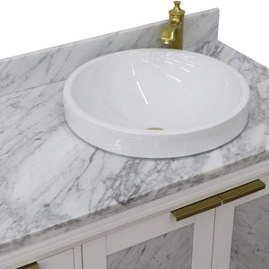 Bellaterra Home Vanity BellaTerra Home 43" Single vanity in White finish with White Carrara and round sink- Right door/Right sink 400990-43R-WH-WMRDR